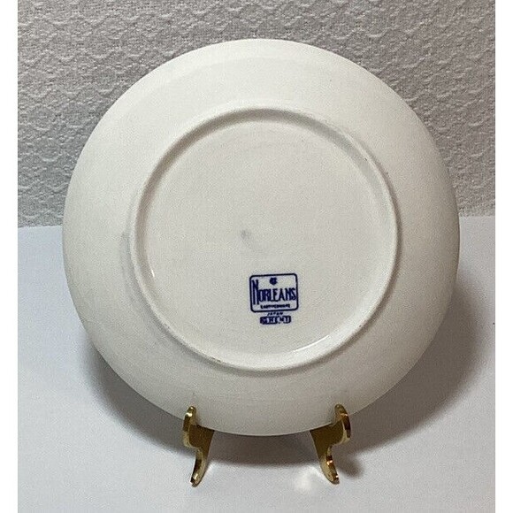 VTG Bread Plate Norlean Earthenware Ghent Japan Blue/White 6” - Picture 2 of 2